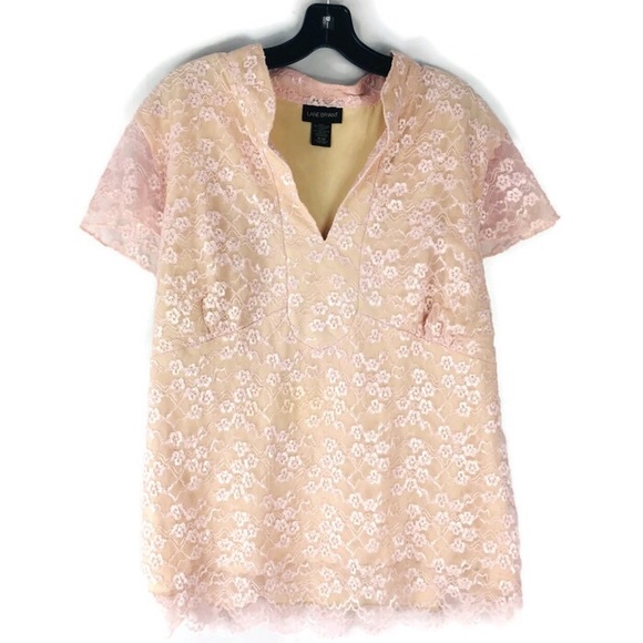 Lane Bryant Tops - Lane Bryant Lift Blush Pink Lace Plus Size Blouse